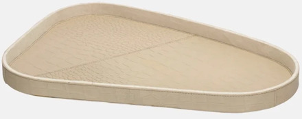 leren dienblad organisch croco M beige