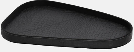 leren dienblad organisch croco M black Zwart