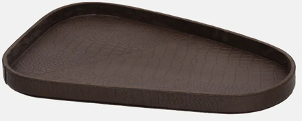 leren dienblad organisch croco M donkerbruin