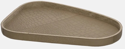leren dienblad organisch croco M taupe