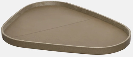 leren dienblad organisch effen L taupe