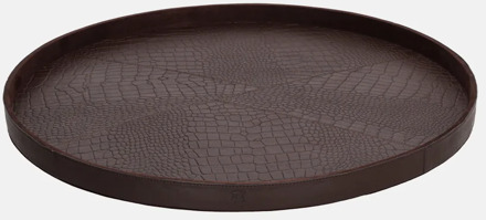 leren dienblad rond croco L donkerbruin
