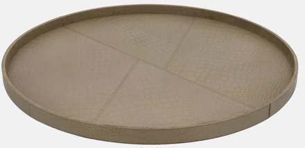 leren dienblad rond croco L taupe