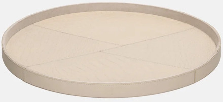 leren dienblad rond croco M beige