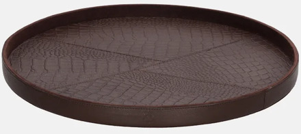 leren dienblad rond croco M donkerbruin