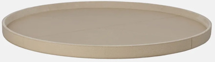 leren dienblad rond effen L beige