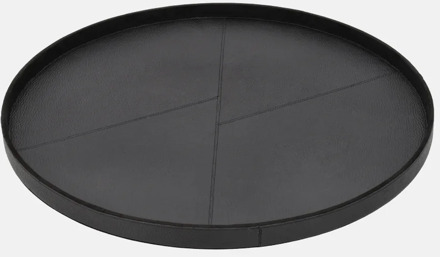 leren dienblad rond effen L black Zwart