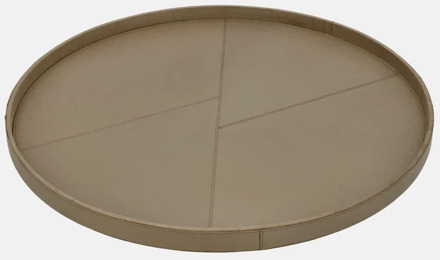 leren dienblad rond effen L taupe
