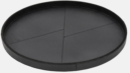 leren dienblad rond effen M black Zwart - No Size