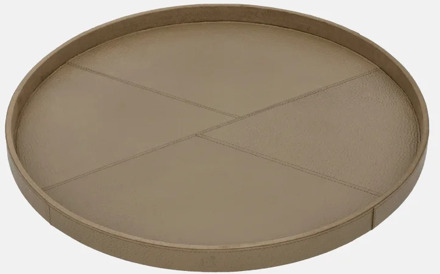 leren dienblad rond effen M taupe