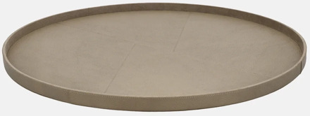 leren dienblad rond effen XL taupe