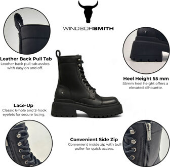 leren dikke gevechtslaarzen - Destroy Zwart