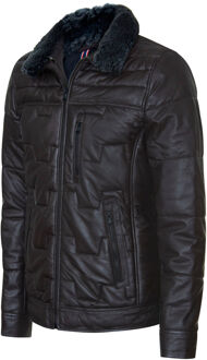 Leren gewatteerde bikerjas voor heren - Guayaquil Bruin - 2XL