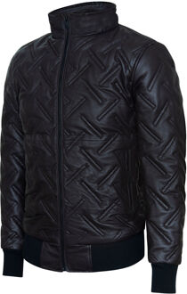 Leren gewatteerde bomberjack voor heren - Goiania Bruin - L