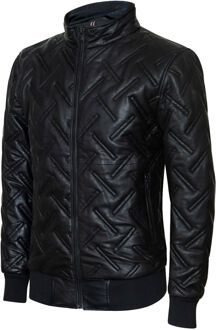 Leren gewatteerde bomberjack voor heren - Goiania - maat M Zwart
