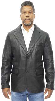 Leren herenblazerjack met 2 knopen Hamilton - maat 5XL Zwart