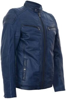 Leren herenjack Vintage gewatteerde retro racefiets met rits - San Marino - maat Navy