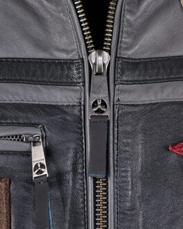 leren jas TGJ1005 - maat 3XL Zwart/Donkergrijs