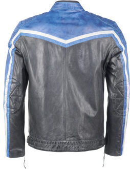 leren jas TGJ1005 - maat S Zwart/blauw