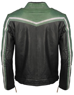 leren jas TGJ1005 Zwart/Groen - 2XL