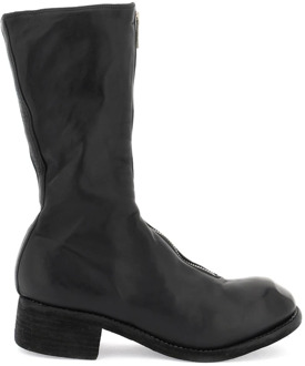 Leren laarzen met ritssluiting Guidi , Black , Dames - 38 EU