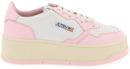 Leren lage sneakers met geperforeerde neus Autry , Pink , Dames - 41 Eu,36 Eu,39 EU