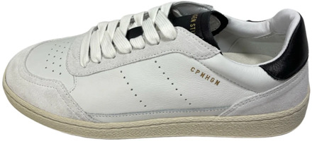 Leren Mix Heren Sneaker Wit/Zwart Copenhagen Shoes , White , Dames - 38 Eu,39 EU