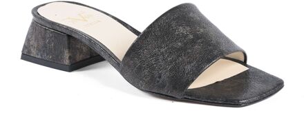 Leren Muiltjes Lage Blokhak Veelkleurig