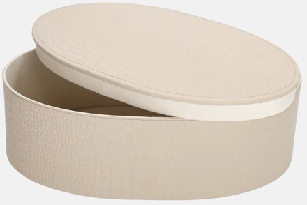 leren opbergbox ovaal croco large beige
