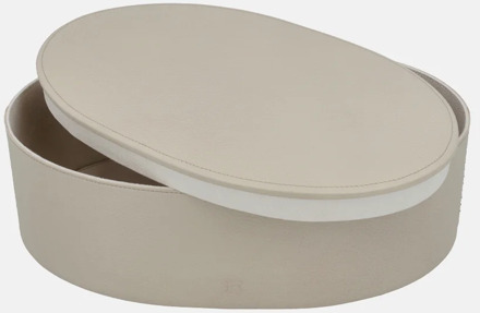 leren opbergbox ovaal effen L beige