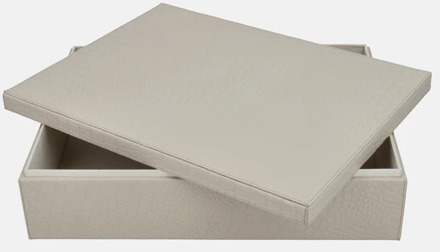 leren opbergbox rechthoek croco large beige