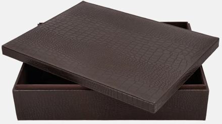 leren opbergbox rechthoek croco large donkerbruin