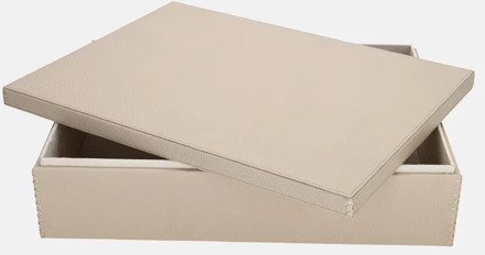 leren opbergbox rechthoek effen large beige