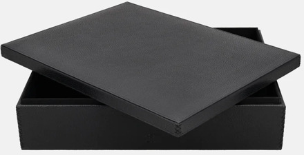 leren opbergbox rechthoek effen large black Zwart