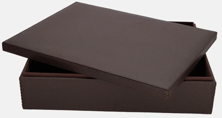 leren opbergbox rechthoek effen large donkerbruin