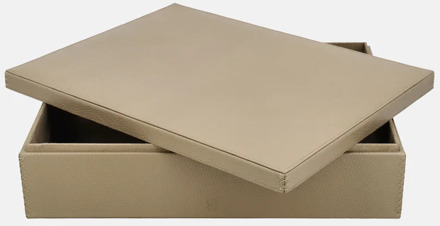 leren opbergbox rechthoek effen large taupe