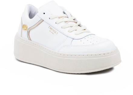 Leren Oval T Sneakers Twinset , White , Dames - 36 Eu,39 Eu,38 Eu,40 Eu,37 EU
