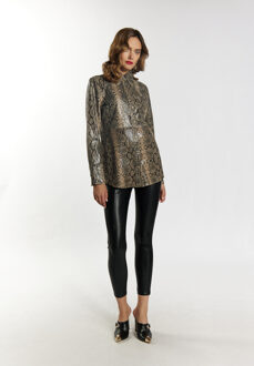 Leren overhemd Dames beige slang Bruin