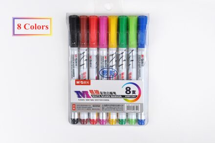 Leren Pen Marker 12/8 Voor Kinderen 12 Pennen/Doos Kleur Schoolbord Potlood Uitwisbare Waterbasis Giftig Schrijven En tekening 8 kleuren packing