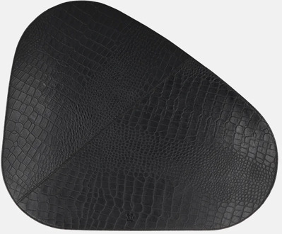 leren placemats organisch croco (2 stuks) black Zwart