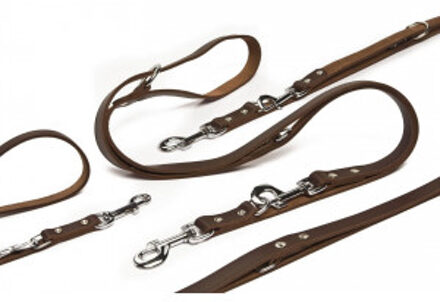 Leren politielijn bruin voor de hond 250 cm x 22 mm