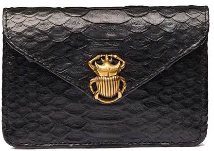 Leren portemonnee met slangenmotief Alex  zwart - One Size,