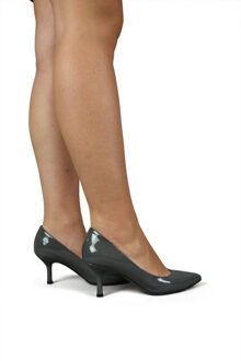 leren pumps grijs - maat