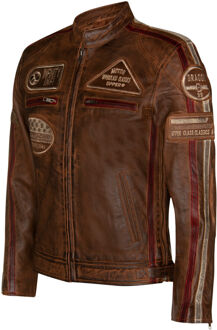 Leren race-motorfietsjack met rits - maat 5XL Bruin