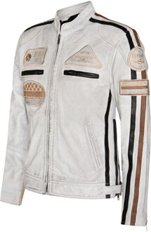 Leren race-motorfietsjack met rits - maat 5XL Wit