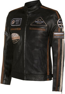 Leren race-motorfietsjack met rits - maat XS Zwart