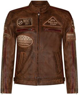 Leren racefietsjack voor heren, Portland - maat 4XL Bruin