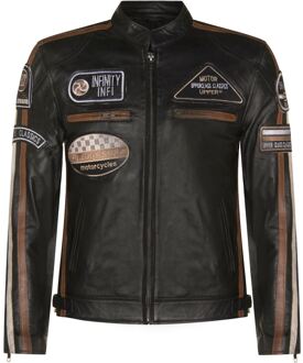 Leren racefietsjack voor heren, Portland - maat 4XL Zwart