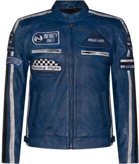 Leren racefietsjack voor heren, Portland - maat Blauw