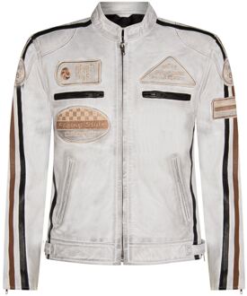 Leren racefietsjack voor heren, Portland - maat XS Wit
